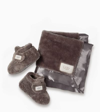 UGG Bixbee Bootie and Lovey Blanket Baby Boots Charcoal/ Deep Grey - AU 648LF